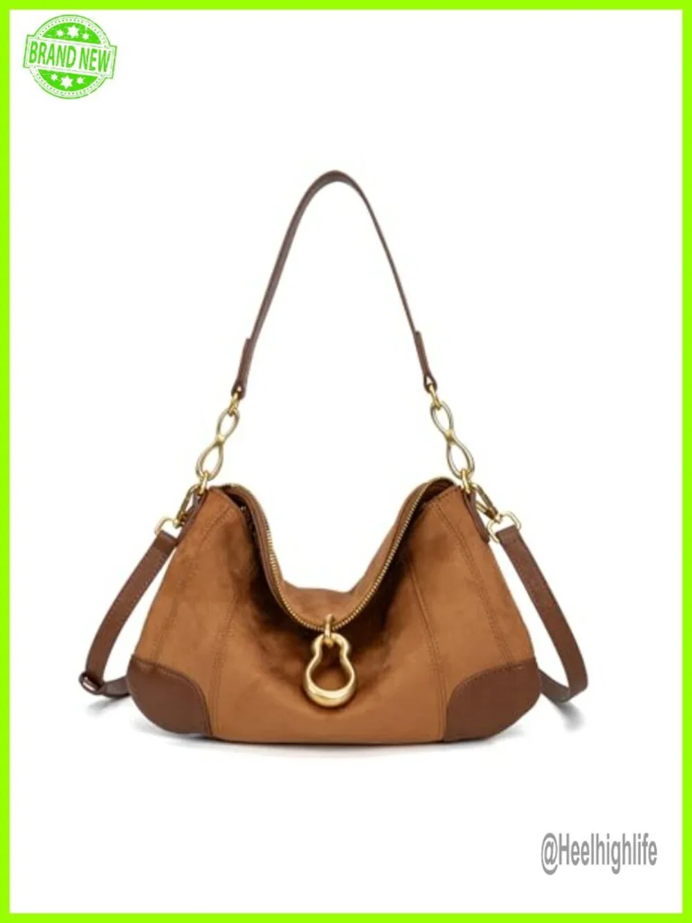 PU Leather Retro Hobo Shoulder Bag with Metal Pendant